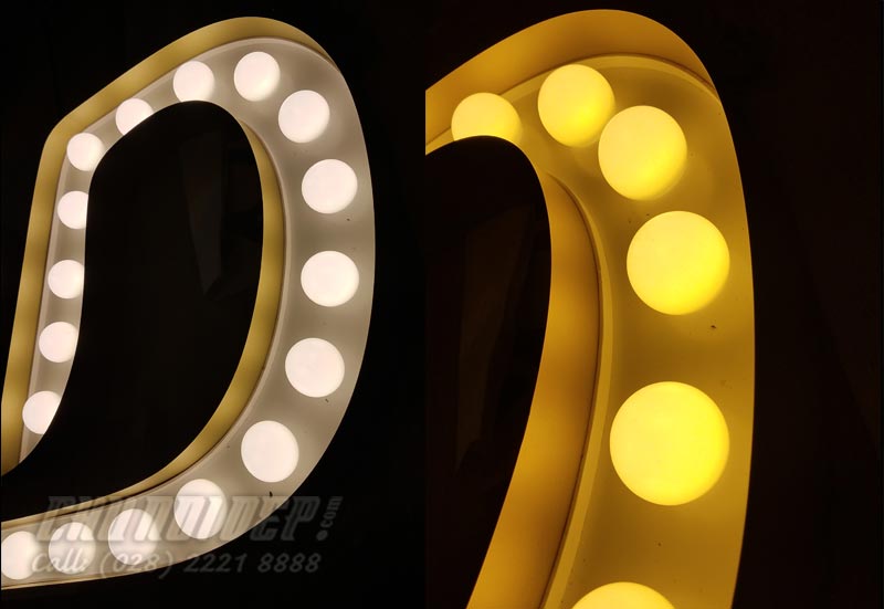 Logo, chữ nổi gắn đèn led bóng tròn - ChuNoiDep.com